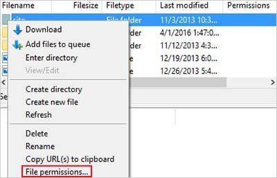 file permissions reset in filezilla